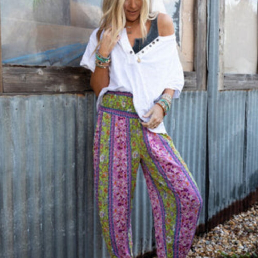 Easel Floral Multicolor Lightweight Jogger Pants Large NWT